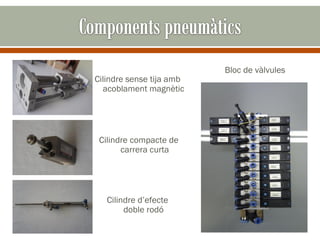 Bloc de vàlvules
Cilindre sense tija amb
  acoblament magnètic




 Cilindre compacte de
       carrera curta




   Cilindre d’efecte
        doble rodó
 