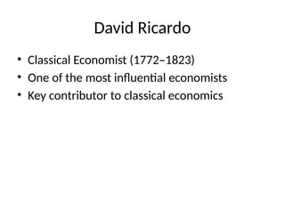 David Ricardo Graph David Ricardo and the Foundations of Classical Economics: Trade, Labor ...