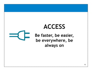 ACCESS
Be faster, be easier,
be everywhere be
    everywhere,
     always on



                        15
 
