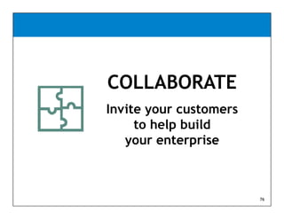 COLLABORATE
Invite your customers
     to help build
   your enterprise



                        76
 
