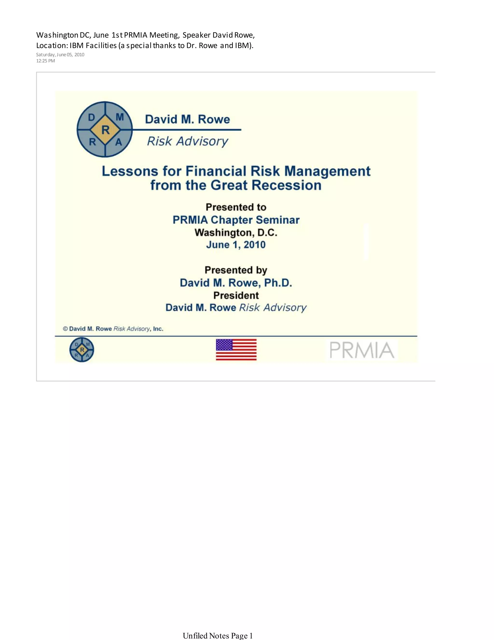 David rowe copyright lessons from the great recession | PDF