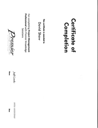 David Shaw PKS PM Certificate