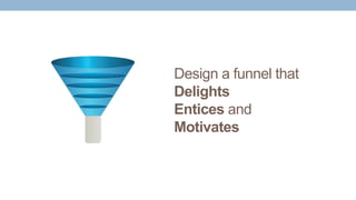 Design a funnel that
Delights
Entices and
Motivates
 