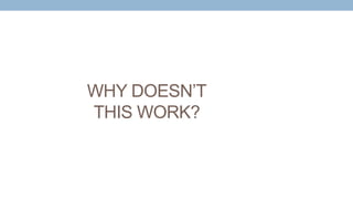 WHY DOESN’T
THIS WORK?
 