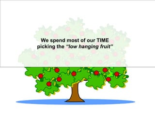 We spend most of our TIME picking the  “low hanging fruit” 