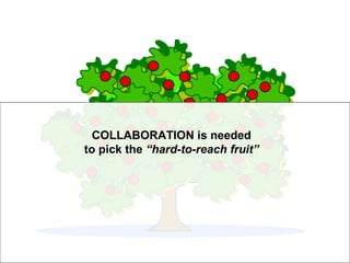 COLLABORATION is needed to pick the  “hard-to-reach fruit” 