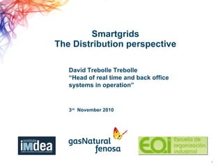 Smartgrids The Distribution perspective 3 rd   November 2010 David Trebolle Trebolle “ Head of real time and back office systems in operation” 