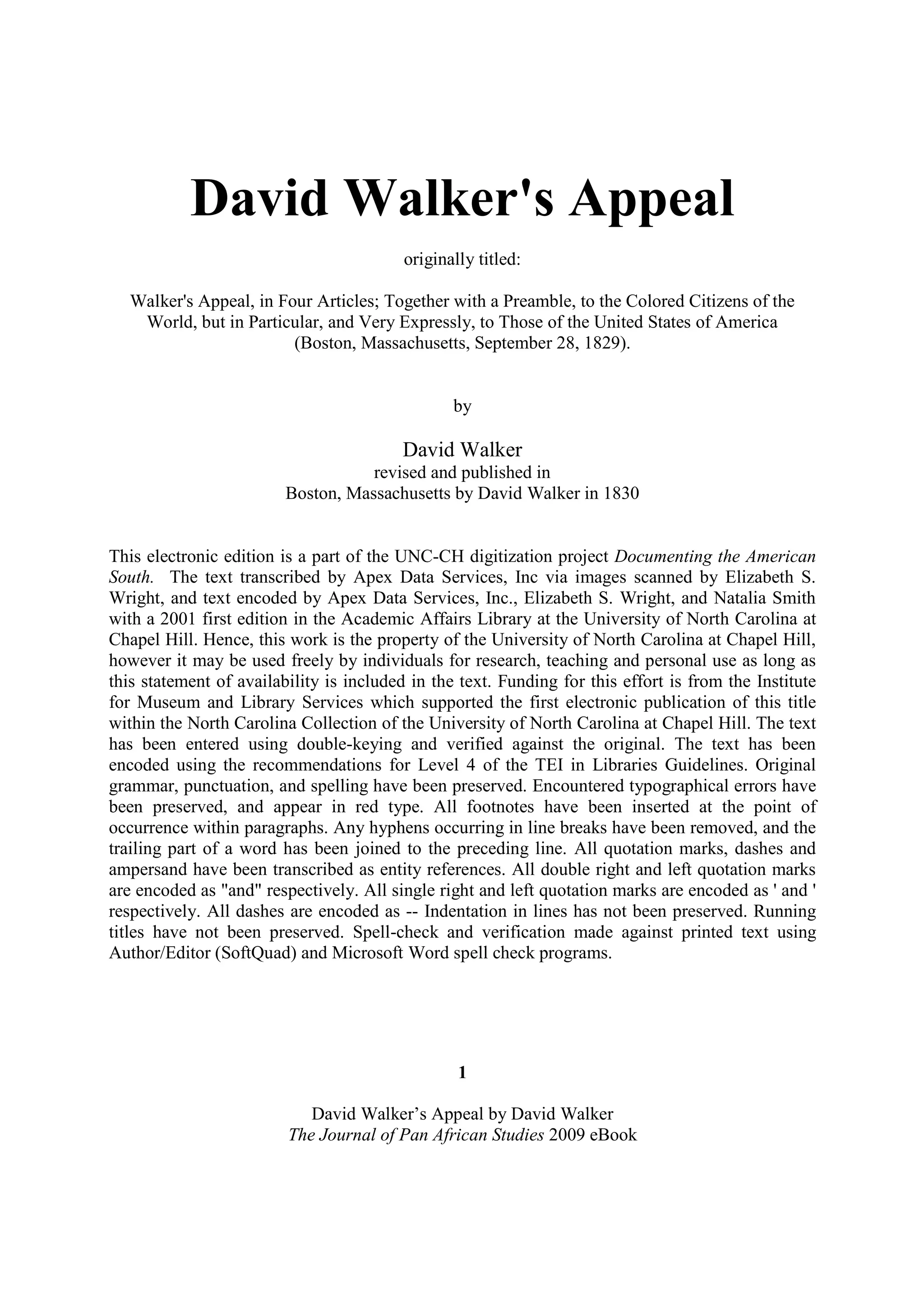 David Walker's Appeal | PDF