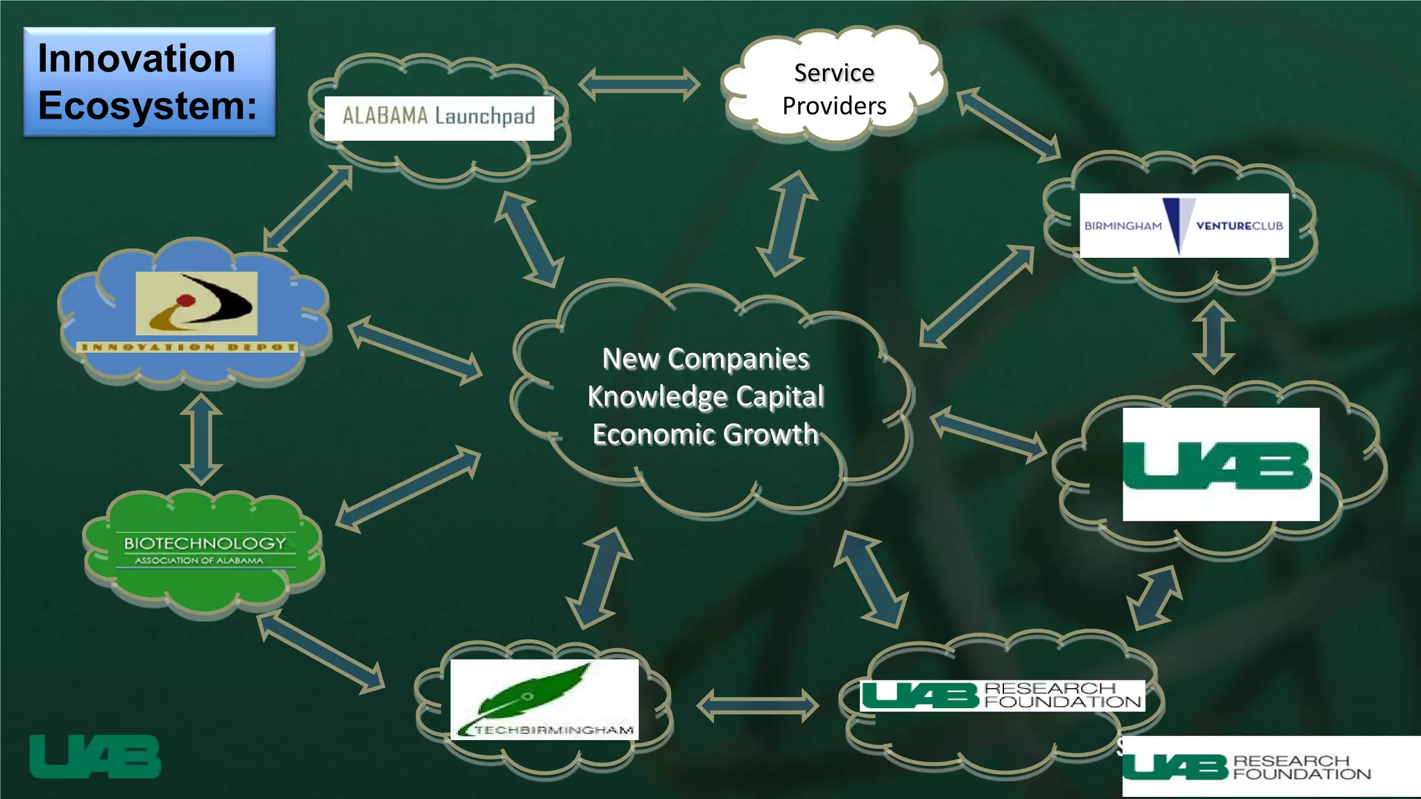 Service
Providers
New Companies
Knowledge Capital
Economic Growth
Innovation
Ecosystem:
 