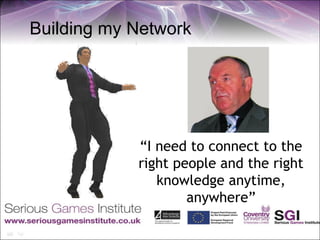 Building my Network




            “I need to connect to the
            right people and the right
               knowledge anytime,
                    anywhere”
 