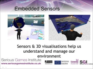 Embedded Sensors




Sensors & 3D visualisations help us
   understand and manage our
           environment
 