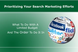Prioritizing Your Search Marketing Efforts
What To Do With A
Limited Budget
And The Order To Do It In
 