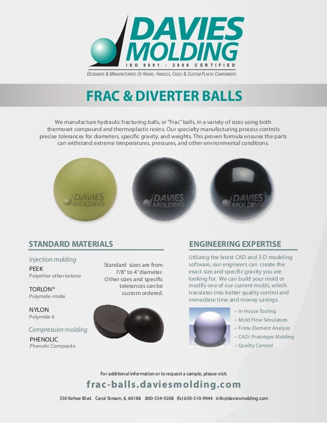 Davies molding Proppant/ Frac Ball Info Sheet