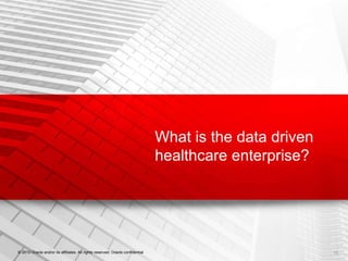 What is the data driven healthcare enterprise? © 2010 Oracle and/or its affiliates. All rights reserved. Oracle confidential 