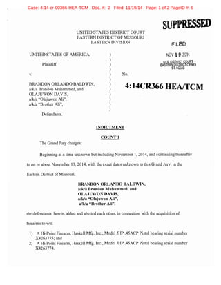 Case: 4:14-cr-00366-HEA-TCM Doc. #: 2 Filed: 11/19/14 Page: 1 of 2 PageID #: 6 
 