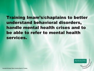 Training Imams In Basic Mental Health Care Capacity Building In Musl