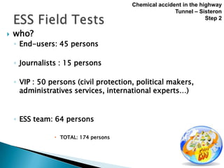 Emergency Support System - ESS: System’s field tests | PPTX