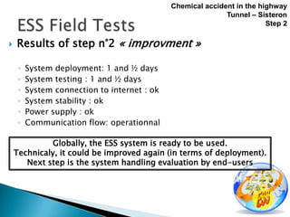 Emergency Support System - ESS: System’s field tests | PPTX