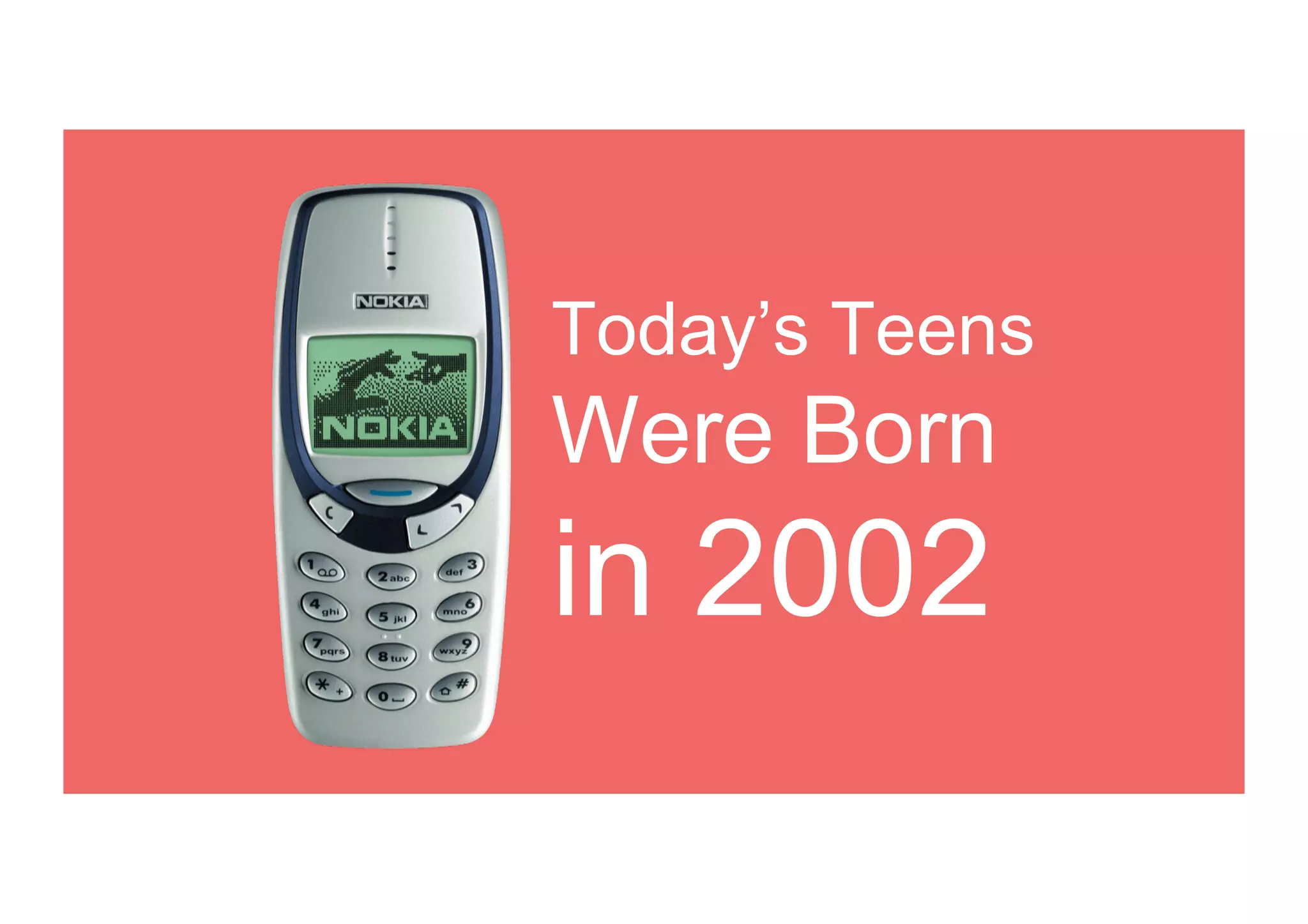 Today’s Teens
Were Born
in 2002
 