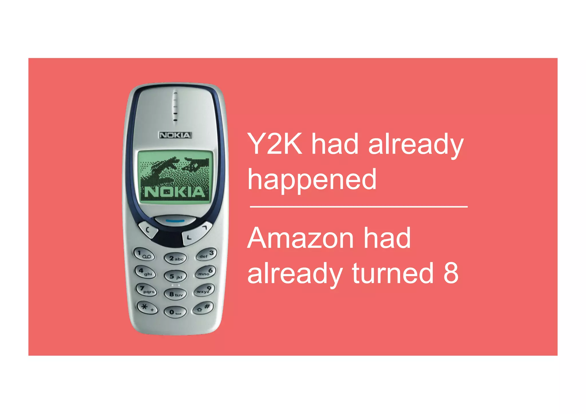 Y2K had already
happened
Amazon had
already turned 8
 