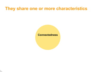They share one or more characteristics
Connectedness
 