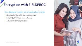 It’s a database change, not an application change
• Identify all of the fields you want to encrypt
• Install FIELDPROC exit point software
• Activate FIELDPROC protection
Encryption with FIELDPROC
9 | IBM I Encryption Made Easy
 