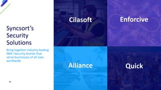 Alliance
EnforciveCilasoft
Syncsort’s
Security
Solutions
Bring together industry leading
IBM i Security brands that
serve businesses of all sizes
worldwide
Quick
48
 