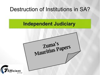 Independent Judiciary   Destruction of Institutions in SA? Zuma’s  Mauritius Papers 