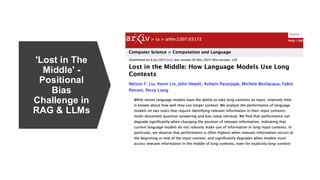 'Lost in The
Middle' -
Positional
Bias
Challenge in
RAG & LLMs
 