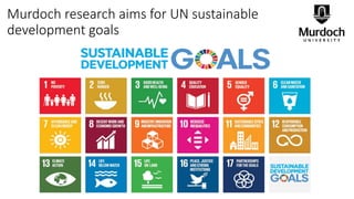 Murdoch research aims for UN sustainable
development goals search aims for UN
sustainable development goals
 