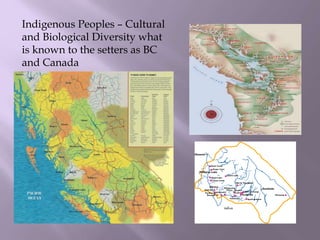 Indigenous Peoples – Cultural
and Biological Diversity what
is known to the setters as BC
and Canada
 