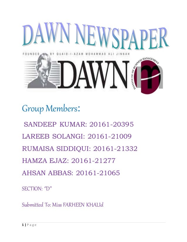 Dawn Newspaper Term Report Dawn Newspaper Term Report