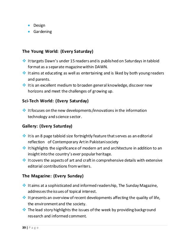 Dawn Newspaper Term Report