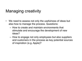 DAWSON Managing Change Creativity and Innovation Chapter 1 Summary | PDF