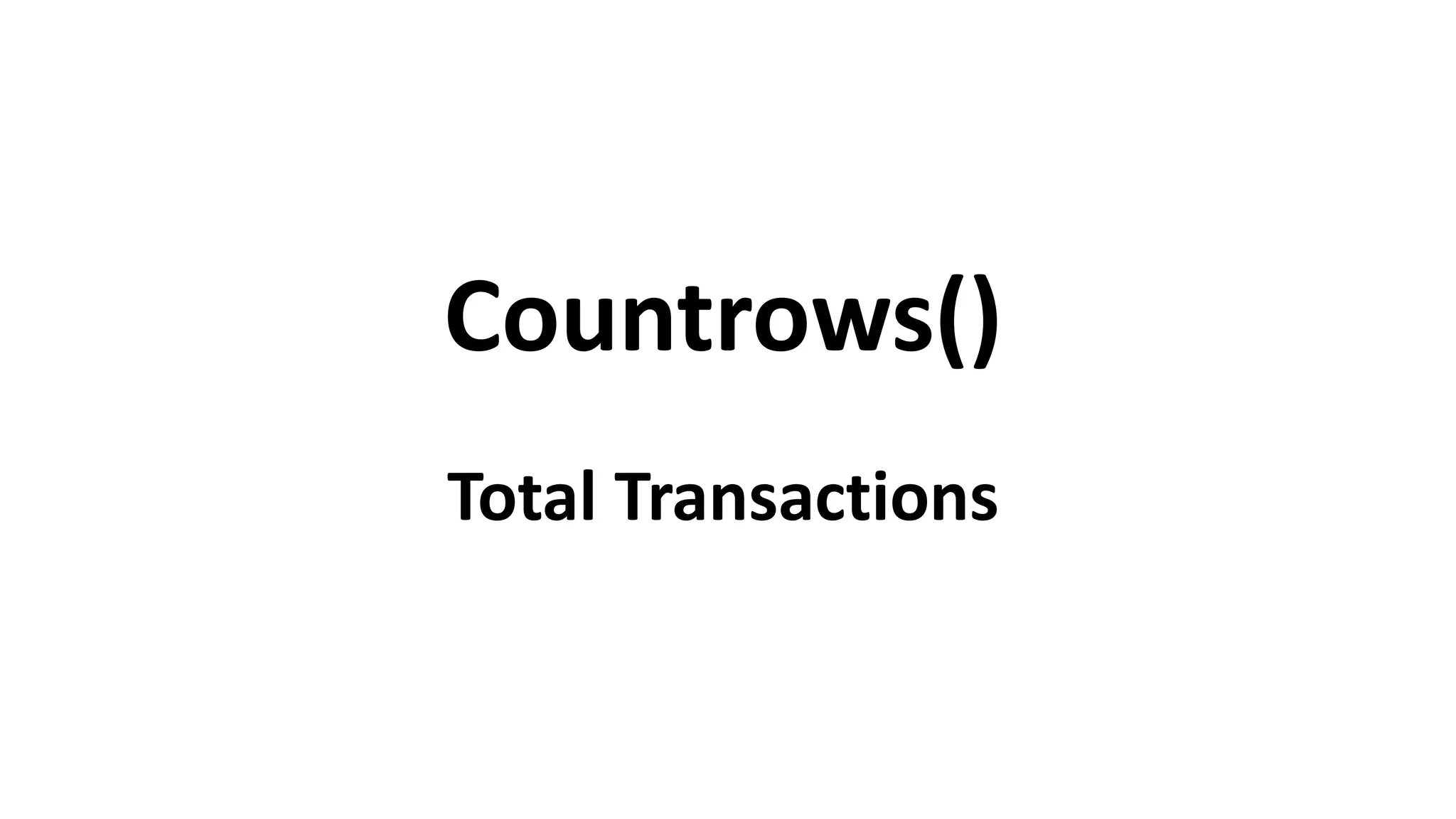 Count()
Total Vendors
Total Items
 