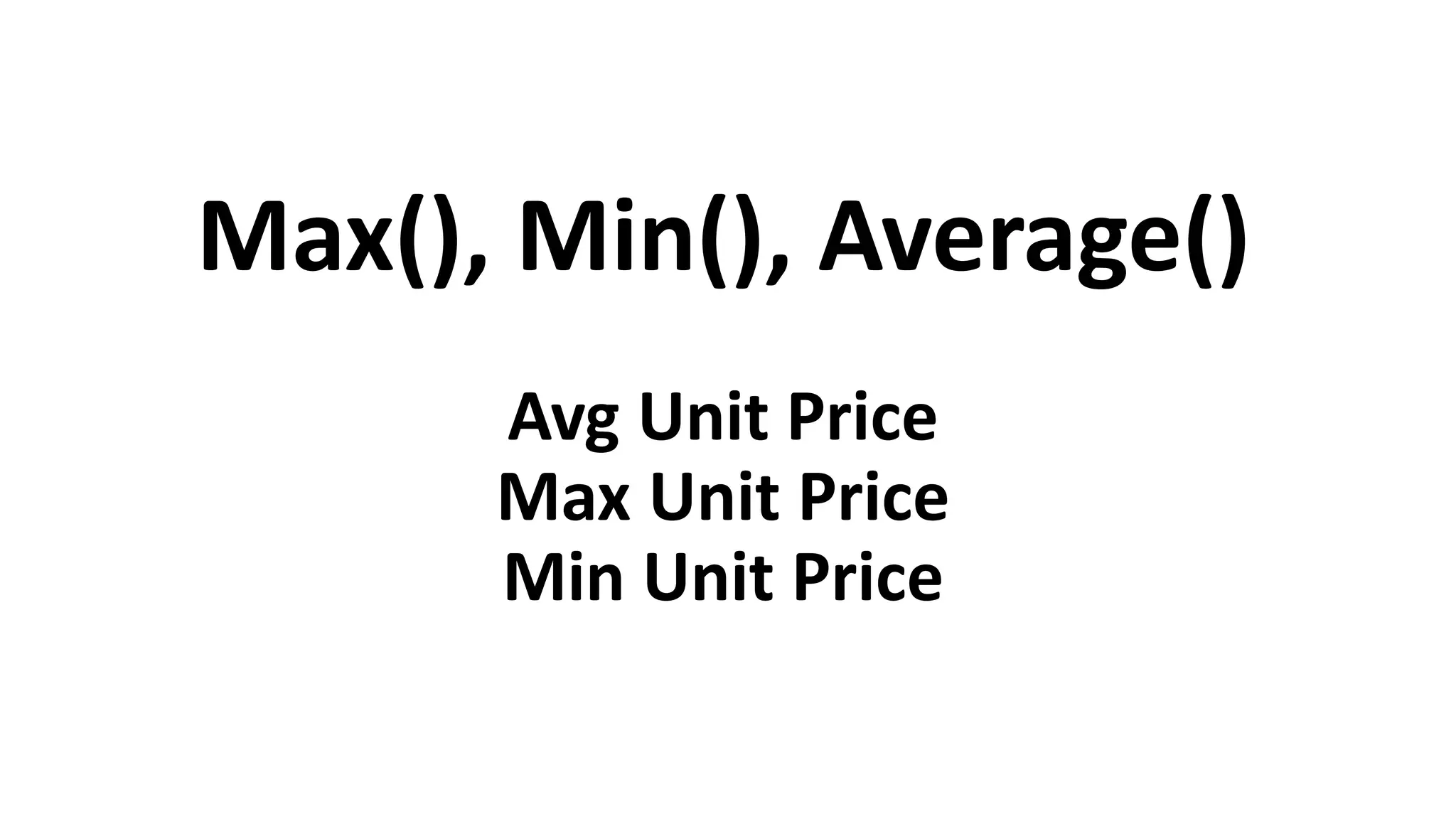 Distinctcount()
Vendors that Have Transactions
Items Purchased
 