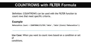 DAX Formulas Notes and examples learning | PPTX