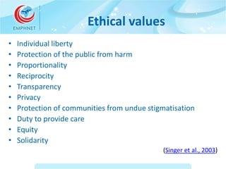 EMPHNET-PHE course: Module six ethical issues in public health ...