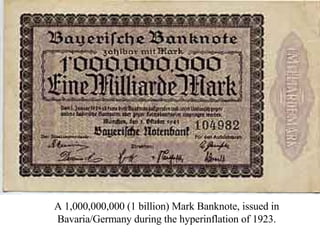 A 1,000,000,000 (1 billion) Mark Banknote, issued in Bavaria/Germany during the hyperinflation of 1923. 