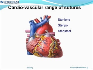 Training 82
Cardio-vascular range of sutures
Sterilene
Steripol
Steristeel
Company Presentation
 