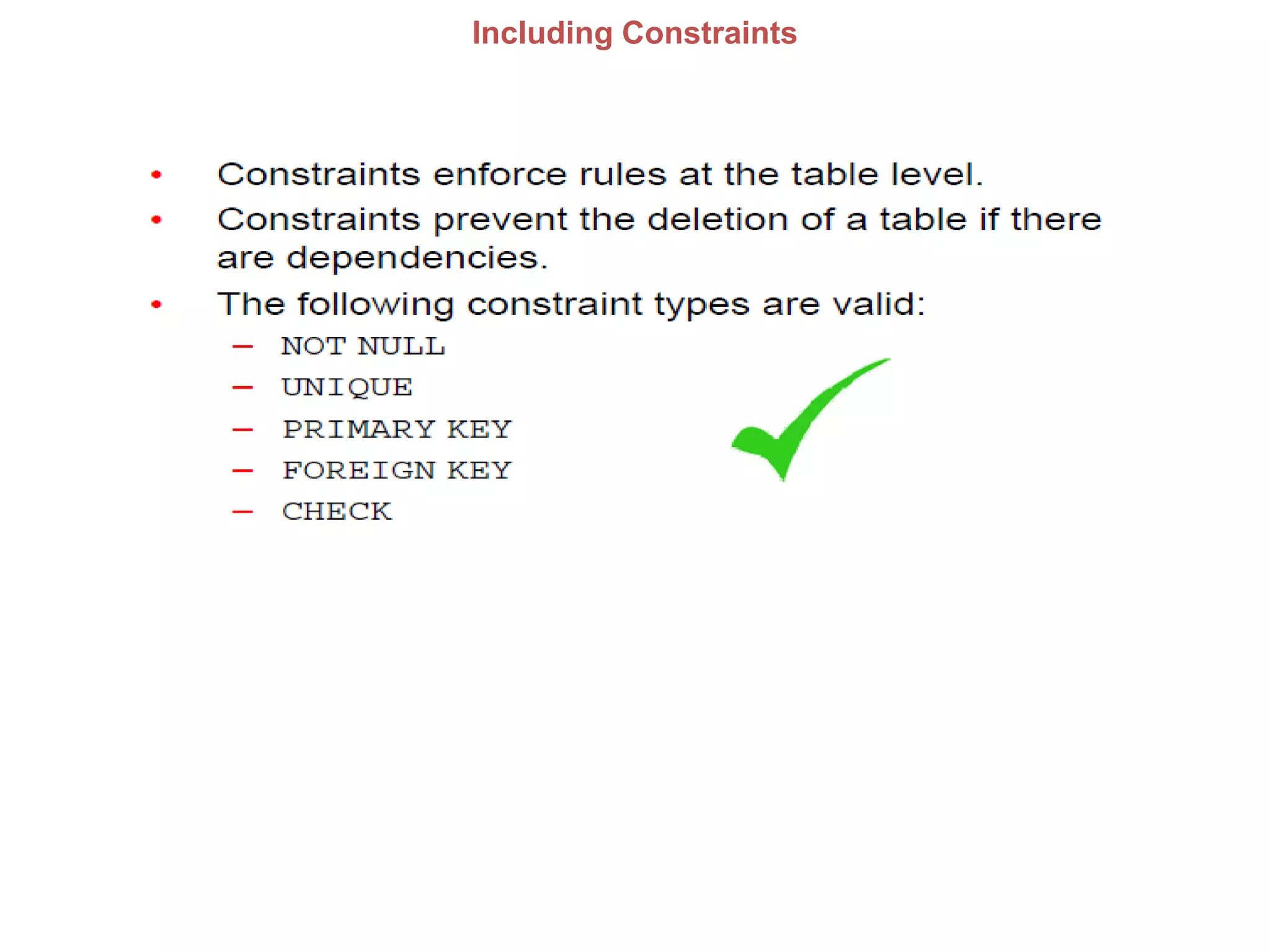 Including Constraints
 