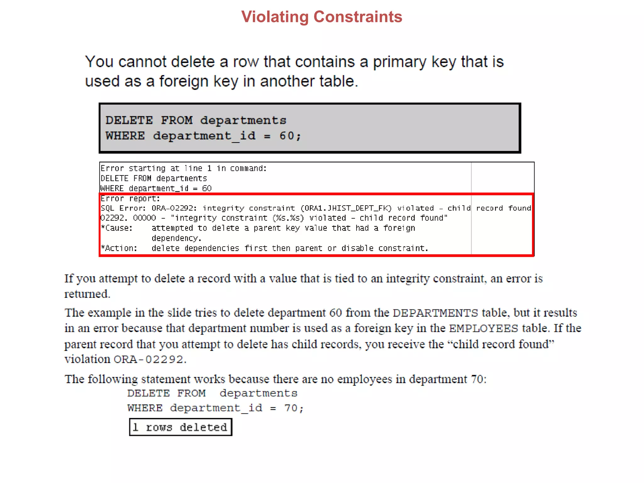 Violating Constraints
 