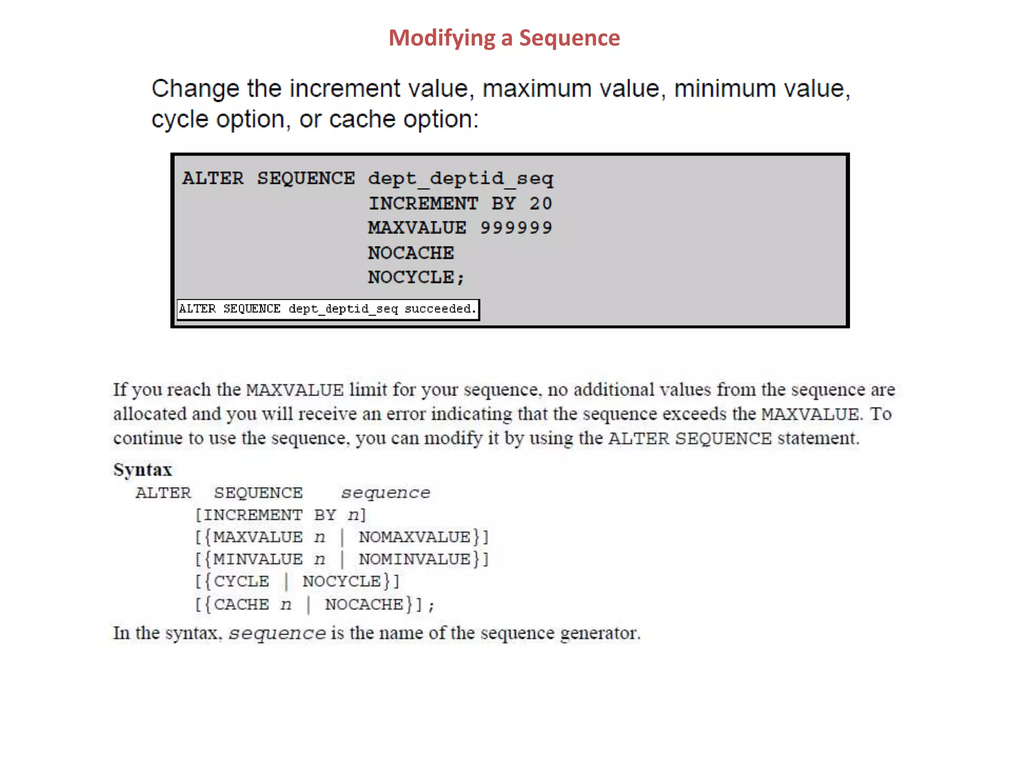 Modifying a Sequence
 