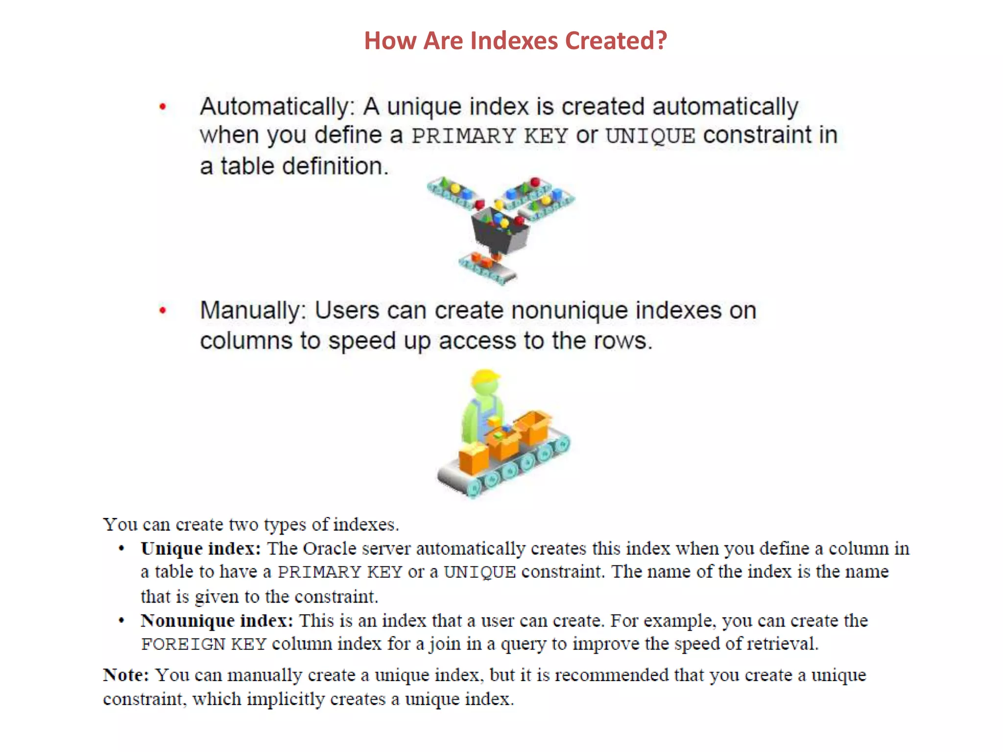 How Are Indexes Created?
 