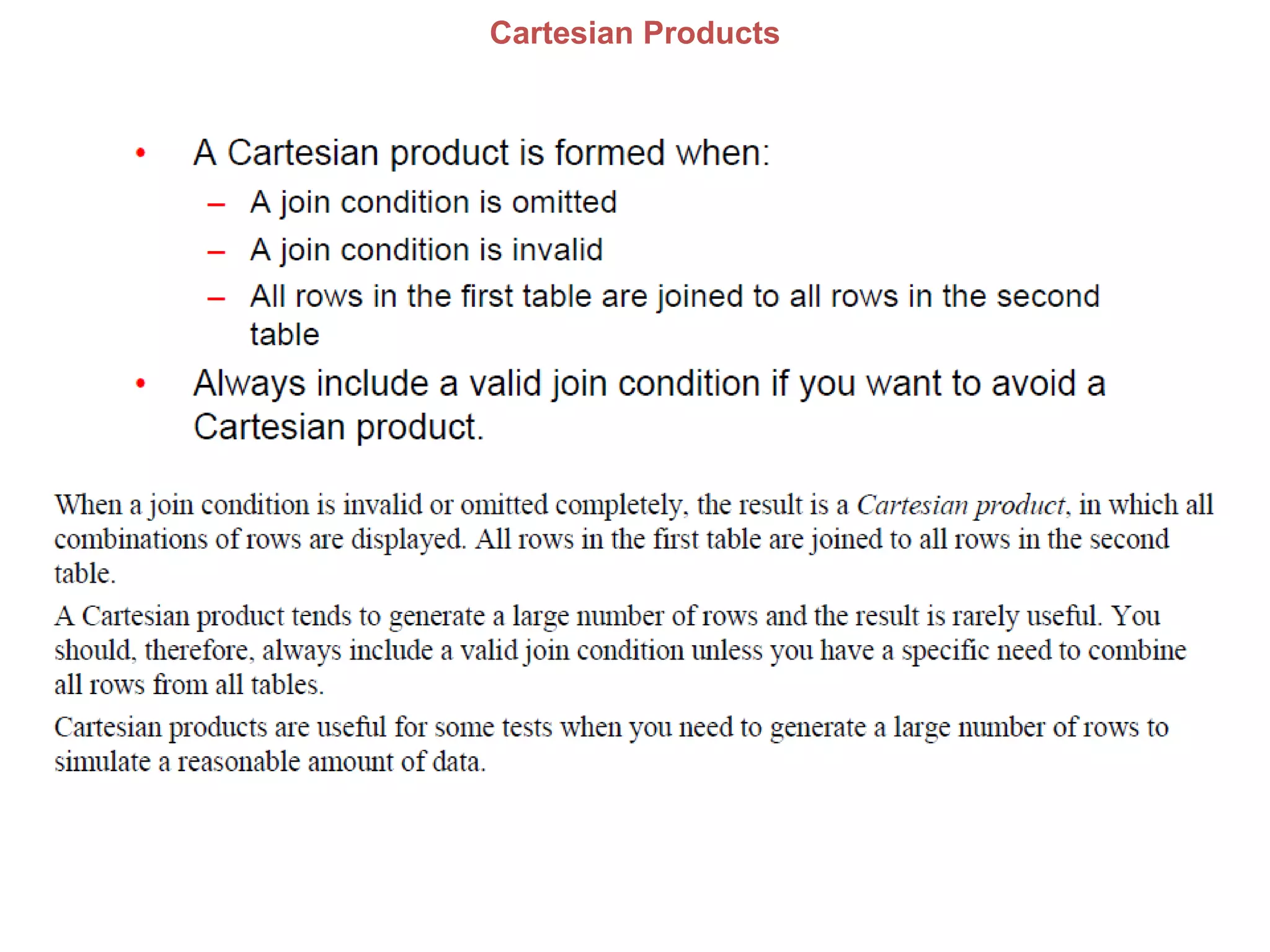 Cartesian Products
 