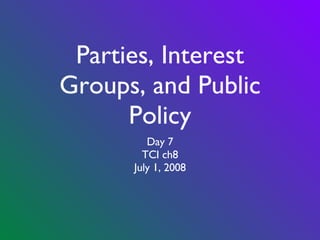 Parties, Interest Groups, and Public Policy ,[object Object],[object Object],[object Object]