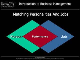 Matching Personalities And Jobs Person Job Performance 