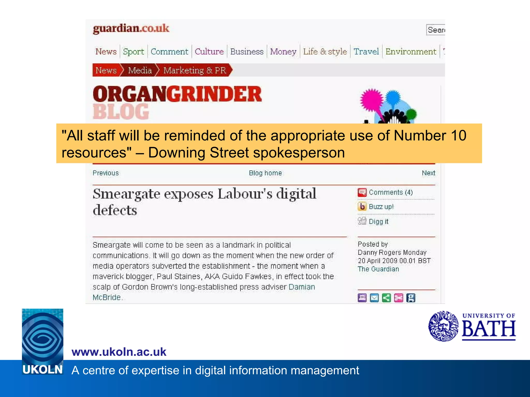 "All staff will be reminded of the appropriate use of Number 10 resources" – Downing Street spokesperson 