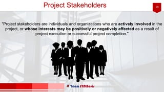 10Project Management Office (PMO)
 Weather Station – Monitor PASSIVELY progress against a plan submitted by the project team & report
IMPARTIALLY (standardize reporting mechanisms; little formal authority), also known as Project Repository
model (low or no value)
 Control Tower (war room, project police) – proactively create the plan, track and actively participate to identify
and resolve issues (hands-on but don’t own the projects) (has deep PM knowledge and authority to
prioritization, resource allocation and process enforcement; coordinator), also knows as Enterprise model
(non-leveraged tendency)
 Resource Pool – pool of SMEs (subject matter experts), available on demand to assist and SUPPORT on an “as
needed” basis, Mentor/Advisor is variant of this (procure, train, certify and develop SMEs; mature and
sophisticated organization), also known as Coach model (easily seen as overhead in hard times)
 PM Provider – plan, execute and control projects using temporary seconded full-time resources (in-house project
management capability is not important), also known as Deliver Now model (no long-term perspective)
PMO
 