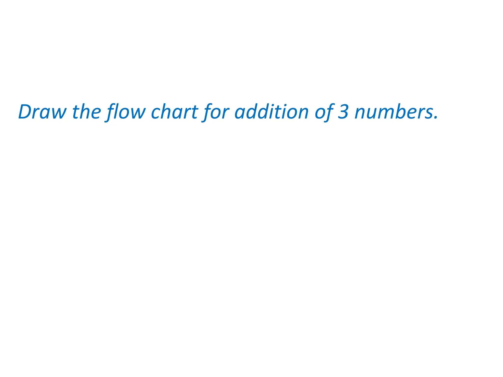 Draw the flow chart for addition of 3 numbers.
 